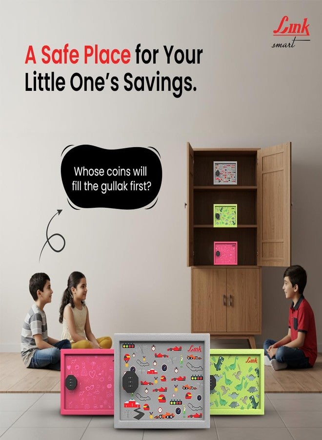 لينك حصالة نقود ذكية للأطفال من لينك سمارت - قفل برقم سري فاخر | بدون مفاتيح أو بطاريات | تصميم متين، سعة 5.7 لتر | خزنة مرحة وملونة للادخار | ضمان 3 سنوات - Image 5